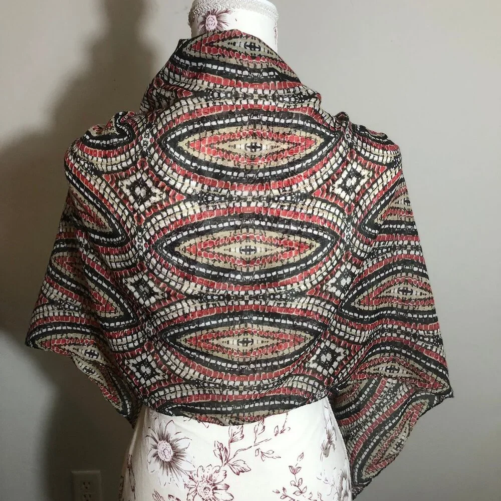 Boho Luxe Scarf | Protective Eye Motif & Mosaic Design